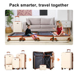 AAIVV 4 Piece Luggage Set Expandable ABS Travel Suitcase Set TSA Lock Hardshell Durable Lightweight Traveling Luggage Sets Gift for Back to School (OFF White, 28in26in20in13in)