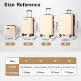 AAIVV 4 Piece Luggage Set Expandable ABS Travel Suitcase Set TSA Lock Hardshell Durable Lightweight Traveling Luggage Sets Gift for Back to School (OFF White, 28in26in20in13in)