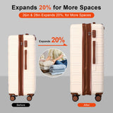 AAIVV 4 Piece Luggage Set Expandable ABS Travel Suitcase Set TSA Lock Hardshell Durable Lightweight Traveling Luggage Sets Gift for Back to School (OFF White, 28in26in20in13in)