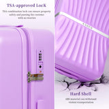 AAIVV Luggage 4 Piece Set Suitcase with TSA, Airline - Approved Hard Shell Expandable Double Spinner Rolling Wheels Suitcases for Lightweight Travel (Lavender, 28in26in20in13in)