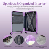 AAIVV Luggage 4 Piece Set Suitcase with TSA, Airline - Approved Hard Shell Expandable Double Spinner Rolling Wheels Suitcases for Lightweight Travel (Lavender, 28in26in20in13in)
