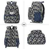 abshoo Classical Basic Womens Floral School Backpack For College Teen Girls Water Resistant Bookbag (Floral Navy)