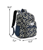 abshoo Classical Basic Womens Floral School Backpack For College Teen Girls Water Resistant Bookbag (Floral Navy)