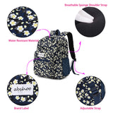 abshoo Classical Basic Womens Floral School Backpack For College Teen Girls Water Resistant Bookbag (Floral Navy)