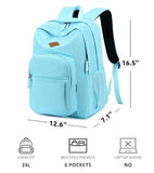 abshoo Classical Basic Womens Travel Backpack For College Men Water Resistant Bookbag (Light Blue)