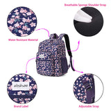 abshoo Womens Floral School Backpack For College Teen Girls Water Resistant Bookbag (Floral Purple)