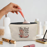 Absnfatu Western Cowgirl Christian Makeup Bag, Proverbs 16:9 Bible Verse Cosmetic Bags for Women, Western Gifts, Rustic Floral Cowgirl Boots Makeup Zipper Pouch