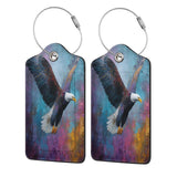 Abstract Bald Eagle in Flight Luggage Tag for Suitcase 2 Pack Leather Luggage Tag with Privacy Flap Name Id Label and Metal Loop for Women Men Travel