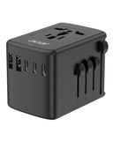 Acer Universal Travel Plug Adapter - International Power Adapter with 5 USB Ports (3 USB C) 5.8A, Worldwide Outlet Charger for USA to European UK France Germany Spain, Type C/E/F/G/I/L/A, Black