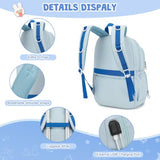 ACESAK 3PCS Girls Backpack Set - Ita Backpack Pins with Lunch Bag & Pencil Case, Kawaii Pin Display Backpack for Girls Preschool Kindergarten Elementary Middle School with Clear Pocket(Dusty Blue)