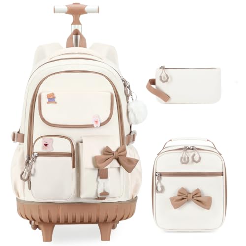 ACESAK Rolling Backpack for Girls - Roller Wheels School bag with Lunch Bag & Pencil Pouch for Teen Girls Kids Wheeled Suitcase | Backpacks4Less