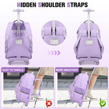 ACESAK Rolling Backpack for Girls - Roller Wheels School Bookbag with Lunch Bag & Pencil Pouch for Teen Girls Kids Wheeled Suitcase Backpacks, Elementary Middle School Travel Daypack (Purple)