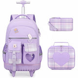 ACESAK Rolling Backpack for Girls - Roller Wheels School Bookbag with Lunch Bag & Pencil Pouch for Teen Girls Kids Wheeled Suitcase | Backpacks4Less