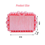 Acrylic Evening Handbag Women Pearl Clutch Bag Acrylic pearl shoulder bag satchel Square Box Crossbody Bag Wedding Cocktail Party Prom(23 * 14 * 6cm, B)