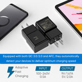 Adaptive Fast Charging Block USB Wall Charger Adapter Fits Samsung Galaxy S25/S24/S23/S22/S22 Ultra/S21/S20/S10/S9/S8/S7/Edge/Note 10 Quick Charge (Black, 2 Pack)