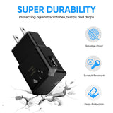 Adaptive Fast Charging Block USB Wall Charger Adapter Fits Samsung Galaxy S25/S24/S23/S22/S22 Ultra/S21/S20/S10/S9/S8/S7/Edge/Note 10 Quick Charge (Black, 2 Pack)