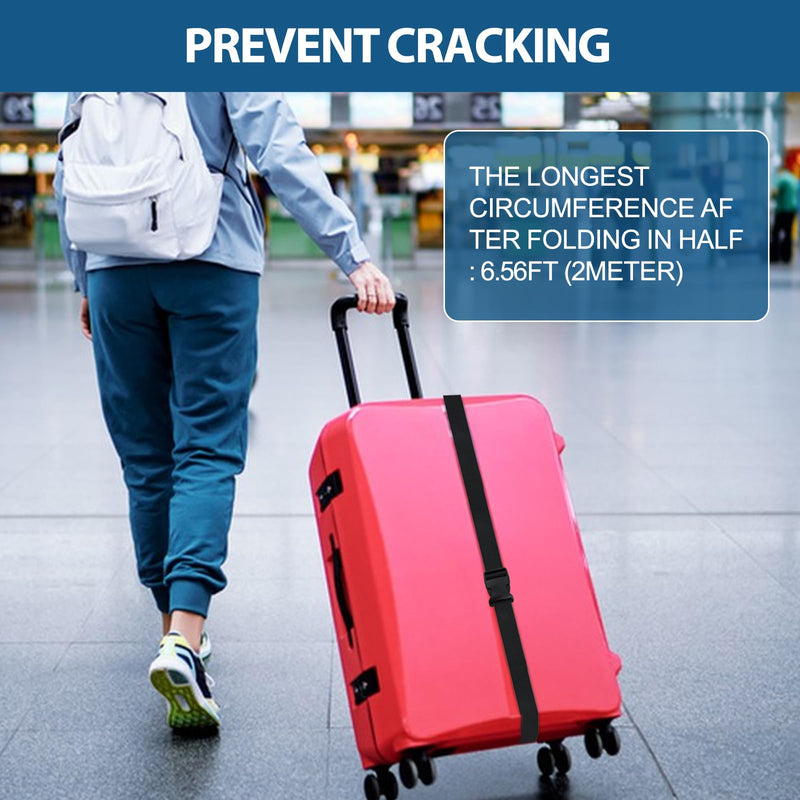 Add a Bag Luggage Strap - Heavy Duty Adjustable Suitcase Belt - Travel Accessory for 3 pcs Luggage Connecting - 3 Pack 1.5" W (Black)