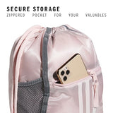 adidas Alliance Sackpack – Drawstring Backpack for Sports, Small Gym Bag, Sandy Pink/White/2, OSFA