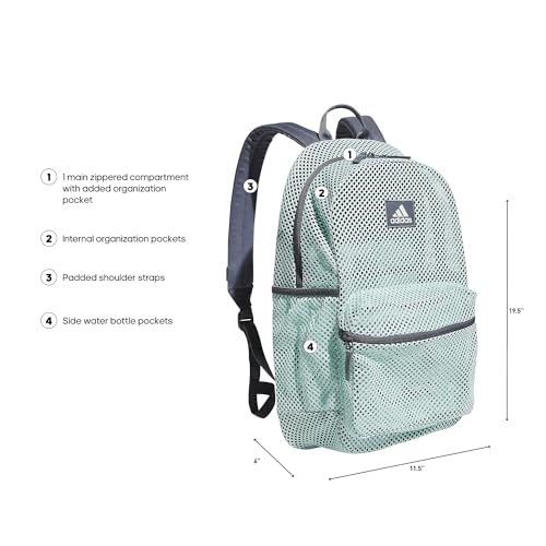 adidas Hermosa Mesh See-Through Backpack – Festival Concert Stadium Beach Bag, 29L, Semi Flash Aqua Blue/Onix Grey/2, OSFA