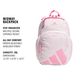 adidas Midway School Backpack – Bookbag for Laptop Work Travel, 28L