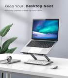 Adjustable Laptop Stand for Desk, Aluminum Portable Laptop Stand, Lightweight 500g, Foldable Ergonomic Computer Notebook stand Holder for 11 - 16" MacBook Air Pro, Dell XPS,HP Computer Notebook, Black