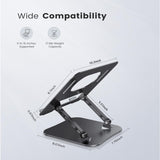 Adjustable Laptop Stand for Desk, Aluminum Portable Laptop Stand, Lightweight 500g, Foldable Ergonomic Computer Notebook stand Holder for 11 - 16" MacBook Air Pro, Dell XPS,HP Computer Notebook, Black