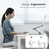 Adjustable Laptop Stand for Desk, Aluminum Portable Laptop Stand, Lightweight 500g, Foldable Ergonomic Computer Notebook stand Holder for 11 - 16" MacBook Air Pro, Dell XPS,HP Computer Notebook, Black