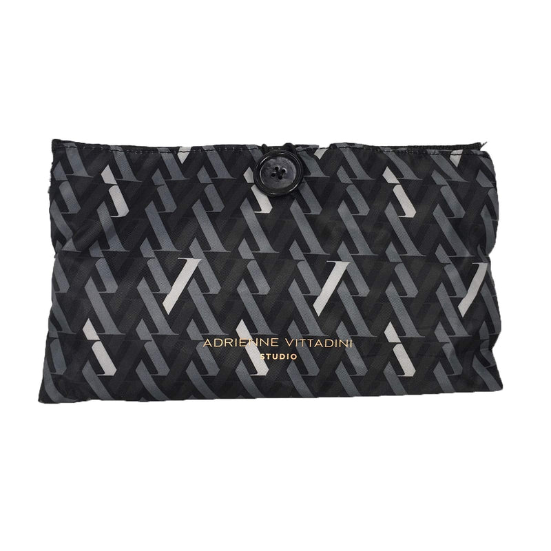 Adrienne Vittadini Black Grey Nylon Travel Cosmetic Case, Hanging Organizer with Multiple Pockets & Hook, Portable Makeup Bag