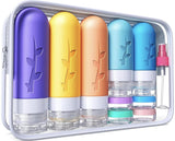 Aeomni 19pack Travel Bottles for Toiletries, TSA Approved Silicone Size Containers for toiletries, Refillable & Leakproof Travel shampoo and conditioner bottles