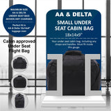 Aerolite AA & Delta Maximum Size Travel Duffel Bag | Lightweight Personal Item Bag 18”x14”x9” | Foldable Under Seat Cabin Bag | 37L Eco - Friendly Carry - On Duffel bag – Black Shoulder Bag