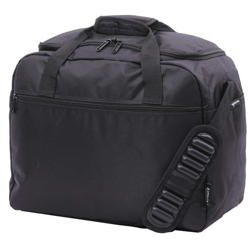 Aerolite AA & Delta Maximum Size Travel Duffel Bag | Lightweight Personal Item Bag 18”x14”x9” | Foldable Under Seat Cabin Bag | 37L Eco - Friendly Carry - On Duffel bag – Black Shoulder Bag