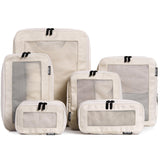 Aerotrunk Compression Packing Cubes for Travel - Luggage Organizer Bags - Double Zipper Packing Cubes for Suitcases (6 - Pack, Beige)