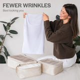 Aerotrunk Compression Packing Cubes for Travel - Luggage Organizer Bags - Double Zipper Packing Cubes for Suitcases (6 - Pack, Beige)
