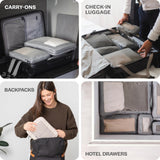 Aerotrunk Compression Packing Cubes for Travel - Luggage Organizer Bags - Double Zipper Packing Cubes for Suitcases (6 - Pack, Beige)
