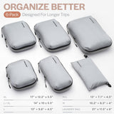 Aerotrunk Ultralight Compression Packing Cubes - Lightweight Travel Organizers for Suitcases and Luggage (6 - Pack, Light Grey)