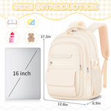 AFGWK Cute Backpack for School Teen Girls Beige Bookbag Aesthetic Womens Travel Book Bags for School Kids Student Back Packs