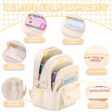 AFGWK Cute Backpack for School Teen Girls Beige Bookbag Aesthetic Womens Travel Book Bags for School Kids Student Back Packs