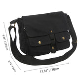 AFGWK School Vintage Canvas Messenger Bag for Men Crossbody Shoulder Bag Satchel Handbags(Black)