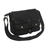 AFGWK School Vintage Canvas Messenger Bag for Men Crossbody Shoulder Bag Satchel Handbags(Black)