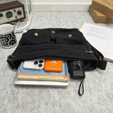 AFGWK School Vintage Canvas Messenger Bag for Men Crossbody Shoulder Bag Satchel Handbags(Black)