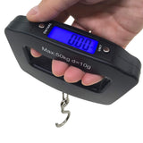 AFUNTA Báscula de Equipaje 50 kg 10 g, Balanza Digital de Viaje con Pantalla LCD, Báscula de Pesca, Balanza Electrónica Portátil de Gancho para Hogar y Equipaje de Viaje