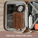 Aganmi Personalized Christmas Birthday Gifts Toiletry Bag for Men Dad Husband, Custom Initial PU Leather Waterproof Toiletry Organizer Dopp Kit Shaving Bag Travel Essential for Men, Light Brown J