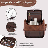 Aganmi Personalized Christmas Birthday Gifts Toiletry Bag for Men Dad Husband, Custom Initial PU Leather Waterproof Toiletry Organizer Dopp Kit Shaving Bag Travel Essential for Men, Reddish Brown J