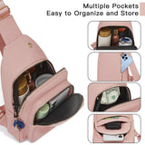 Aganmi Small RFID Waterproof Travel Crossbody Sling Bags for Women Men, Hands Free Lightweight Sling Backpack Fanny Pack Cross Body Bag for Outdoors Hiking Traveling Fitness Commuting Leisure Pink