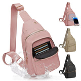 Aganmi Small RFID Waterproof Travel Crossbody Sling Bags for Women Men, Hands Free Lightweight Sling Backpack Fanny Pack Cross Body Bag for Outdoors Hiking Traveling Fitness Commuting Leisure Pink