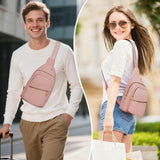 Aganmi Small RFID Waterproof Travel Crossbody Sling Bags for Women Men, Hands Free Lightweight Sling Backpack Fanny Pack Cross Body Bag for Outdoors Hiking Traveling Fitness Commuting Leisure Pink