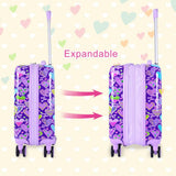 AGSDON 5 - Piece Luggage for Girls – Adorable Hardshell Kids Suitcase with 360° Spinner Wheels, Lightweight Airline - Approved Carry - On (16") Set for Travel, Sweetheart Purple
