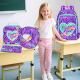 AGSDON 5 - Piece Luggage for Girls – Adorable Hardshell Kids Suitcase with 360° Spinner Wheels, Lightweight Airline - Approved Carry - On (16") Set for Travel, Sweetheart Purple