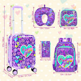 AGSDON 5 - Piece Luggage for Girls – Adorable Hardshell Kids Suitcase with 360° Spinner Wheels, Lightweight Airline - Approved Carry - On (16") Set for Travel, Sweetheart Purple