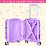 AGSDON 5 - Piece Luggage for Girls – Adorable Hardshell Kids Suitcase with 360° Spinner Wheels, Lightweight Airline - Approved Carry - On (16") Set for Travel, Sweetheart Purple